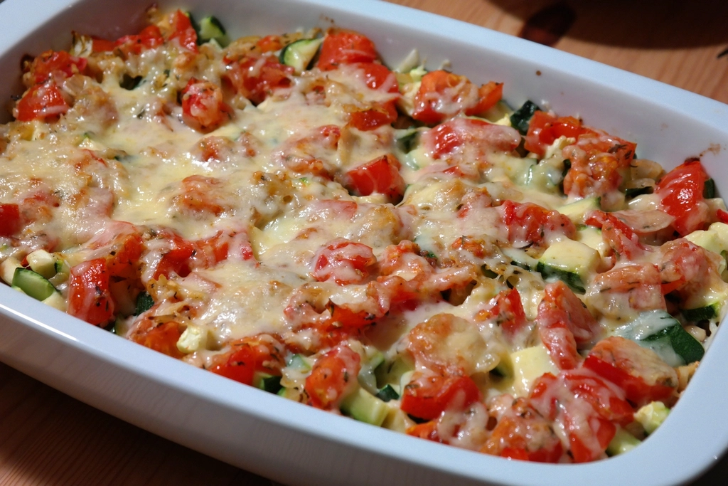 Auberginen-Lasagne, frisch aus dem Ofen